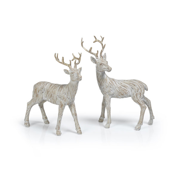 The Holiday Aisle® 2 Piece Resin Reindeer Figurines Set Wayfair